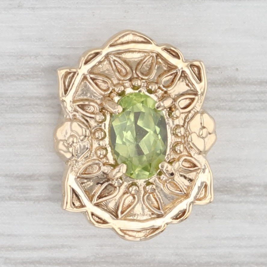 Light Gray 0.50ct Oval Peridot Slide Bracelet Charm 14k Yellow Gold Vintage Old Victoria