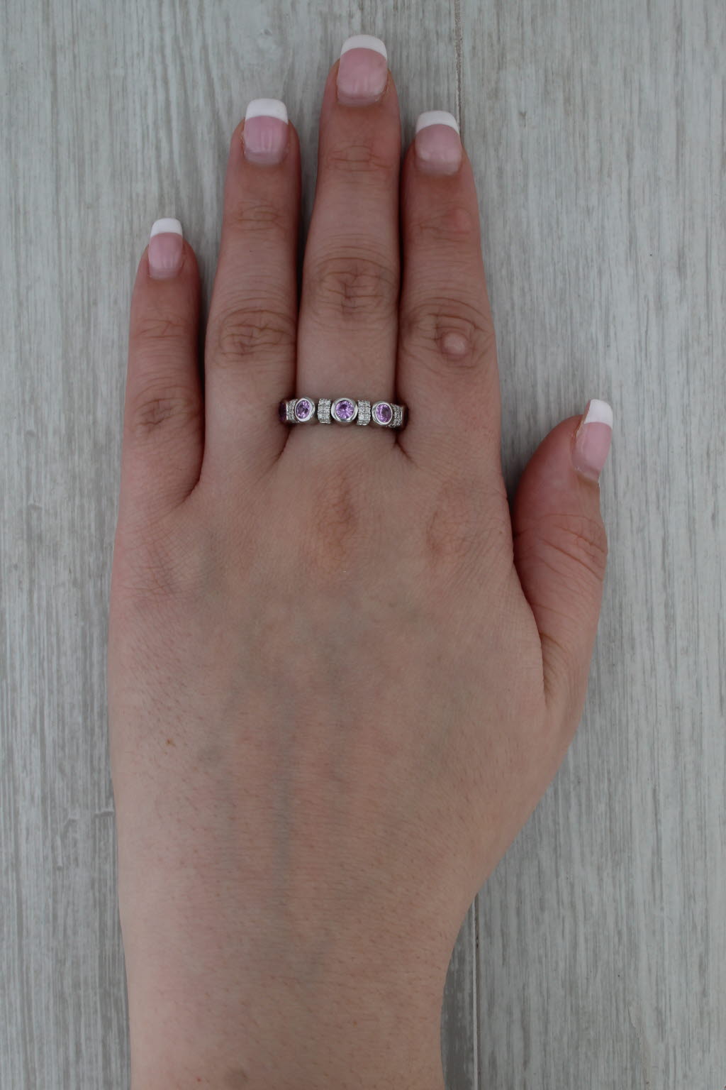 Sonia B 1.88ctw Pink Sapphire Diamond Ring 14k White Gold Size 9.25 Stackable