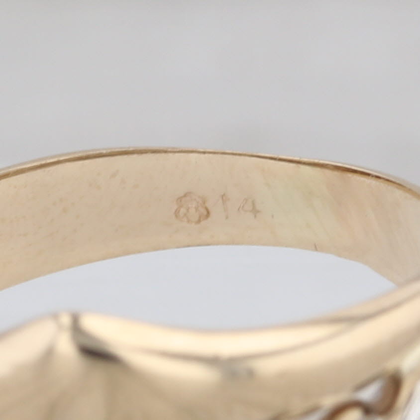 2-Toned Scalloped Ring 14k White Yellow Gold Size 7 Band