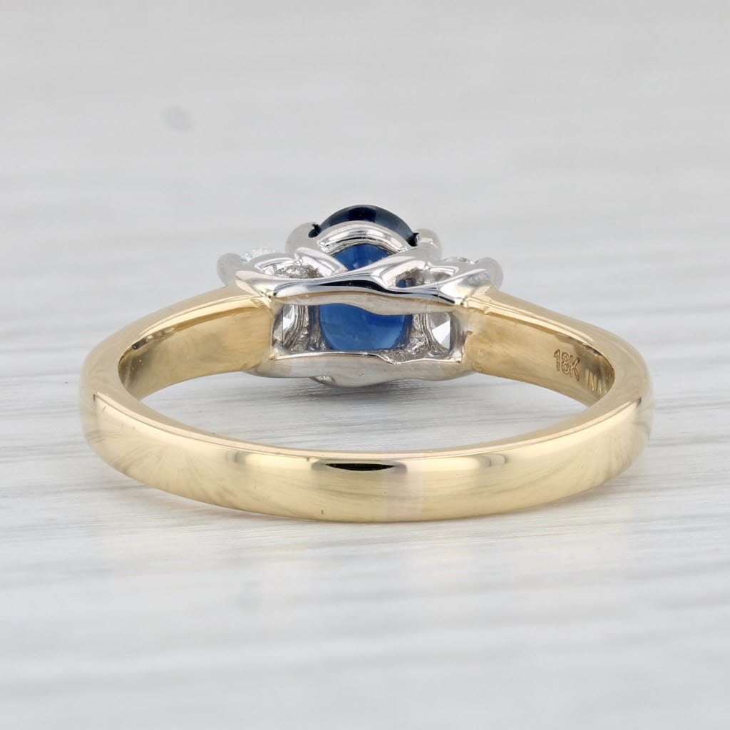 Light Gray 1.41ctw Oval Blue Sapphire Diamond Ring 18k Yellow Gold Size 8.25