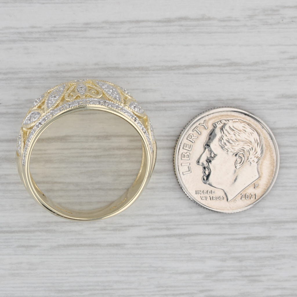 Gray Diamond Flower Ring 14k Yellow Gold Size 9 Floral Cocktail