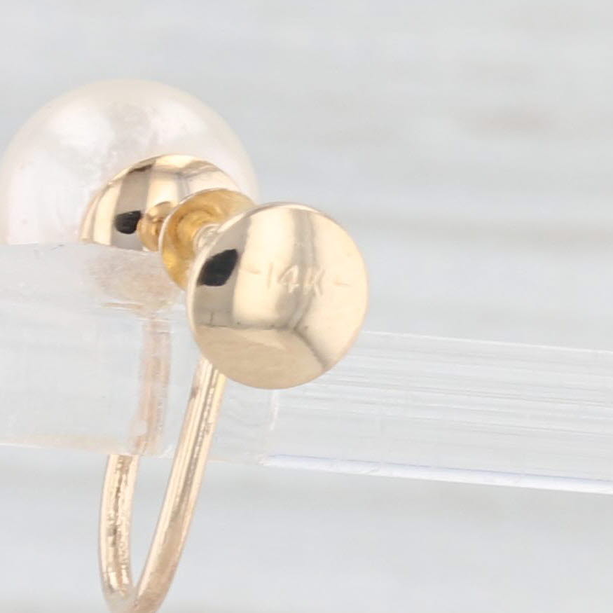 Light Gray Cultured Pearl Earrings 14k Yellow Gold Screw Back Non Pierced Studs
