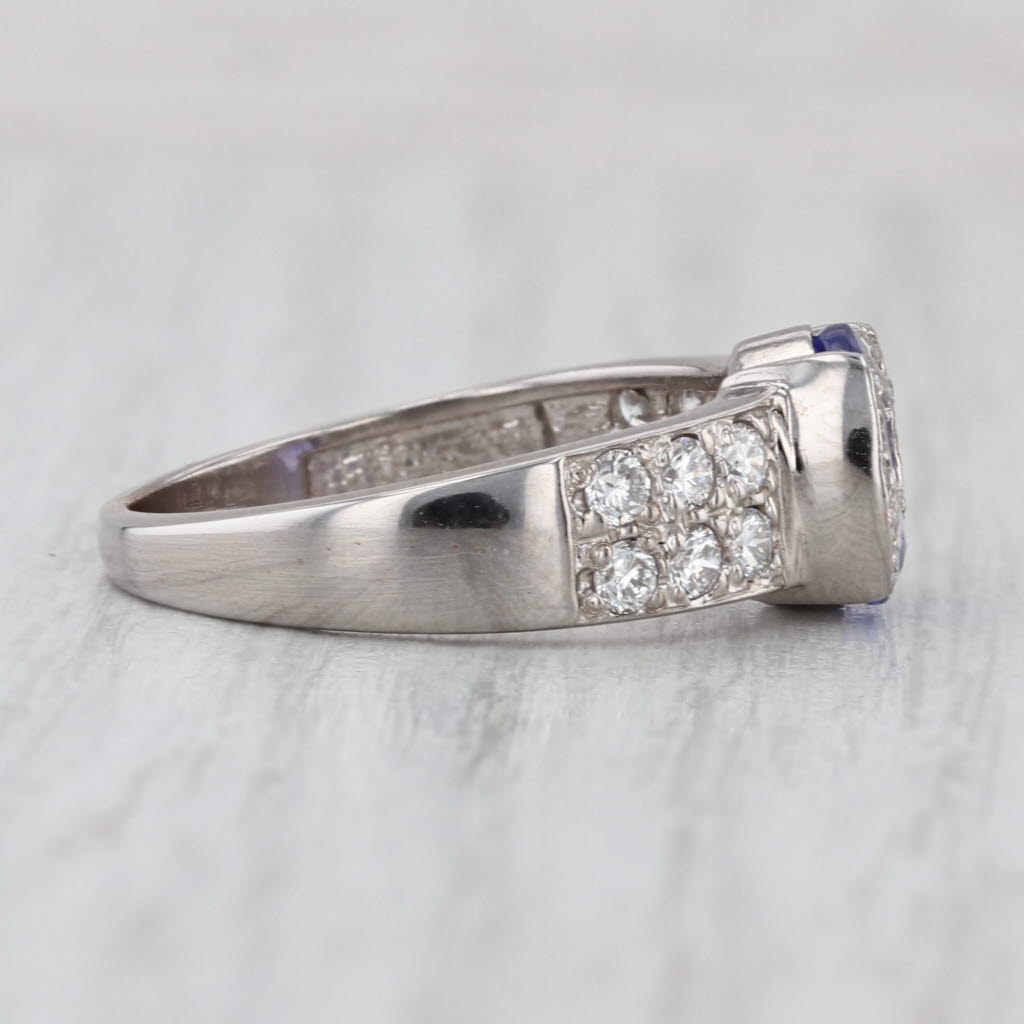 2.02ctw Oval Tanzanite Diamond Ring 18k White Gold Size 7.75