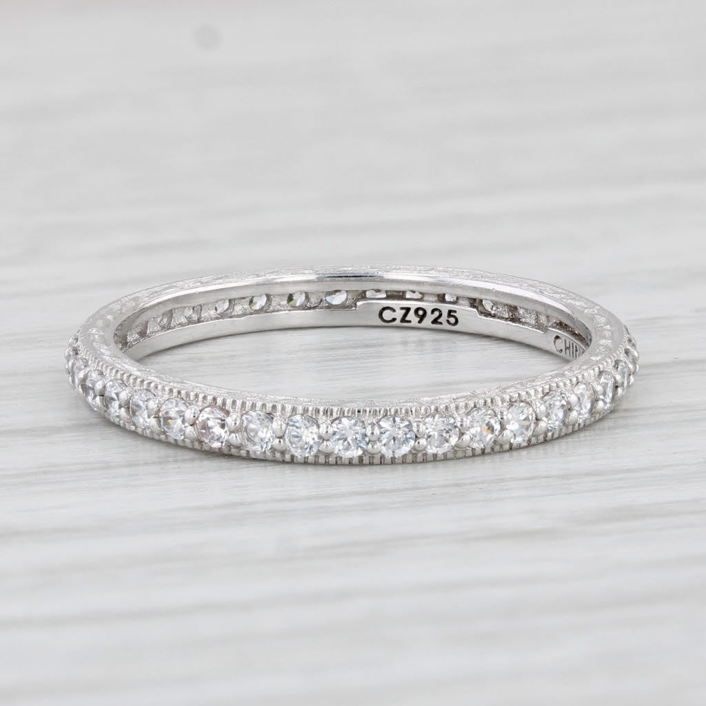Light Gray Tacori 0.56ctw Cubic Zirconia Eternity Band Sterling Silver Wedding Ring