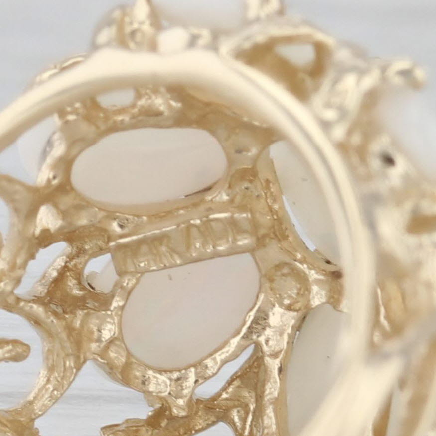 Gray Opal Flower Cluster Ring 14k Yellow Gold Size 7