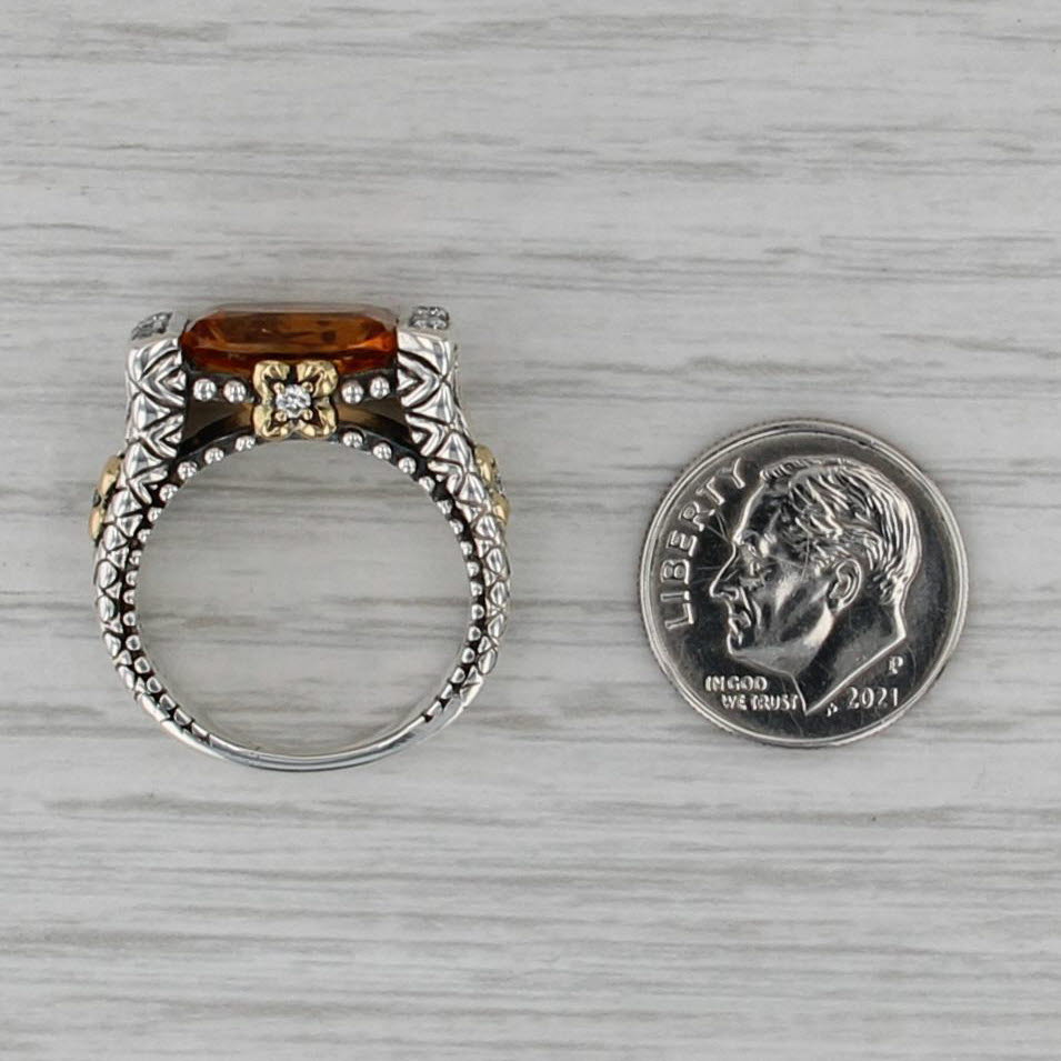 Bixby 5.09ctw Citrine Diamond Ring Sterling Silver 18k Gold Sz 7 Flowers Hearts