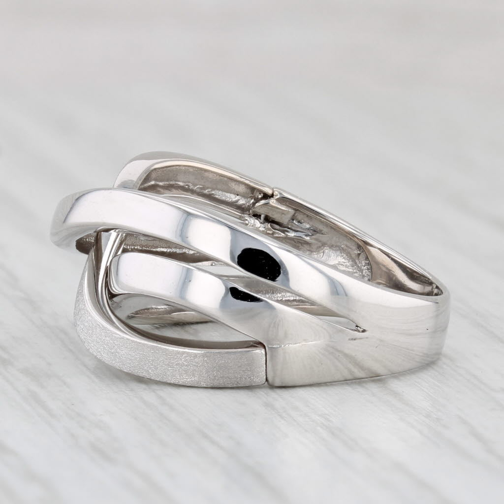Light Gray Woven 3-Band Ring 14k White Gold Size 7 Statement