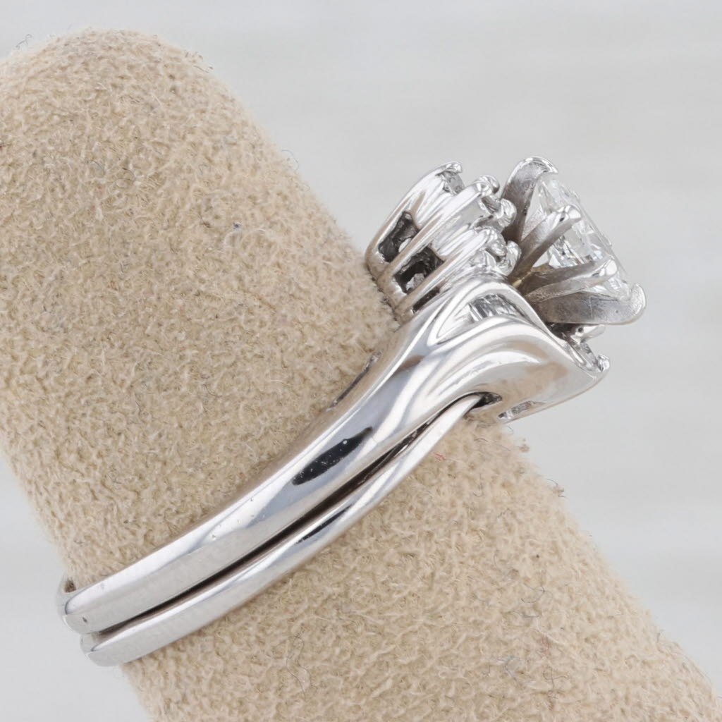 Gray 0.35ctw Diamond Engagement Ring Wedding Band Guard Bridal Set 14k Gold Size 5.25
