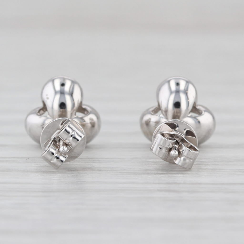 0.12ctw Diamond Clover Stud Earrings 14k White Gold 3 Petal Flower Studs