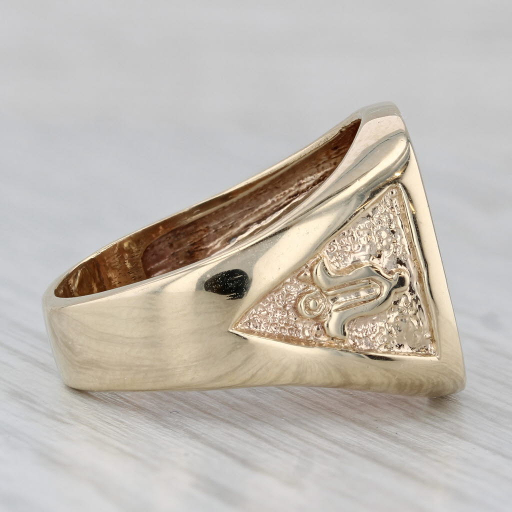 Gray Vintage Masonic Signet Ring 10k Gold Blue Lodge Square Compass Trowel Size 9