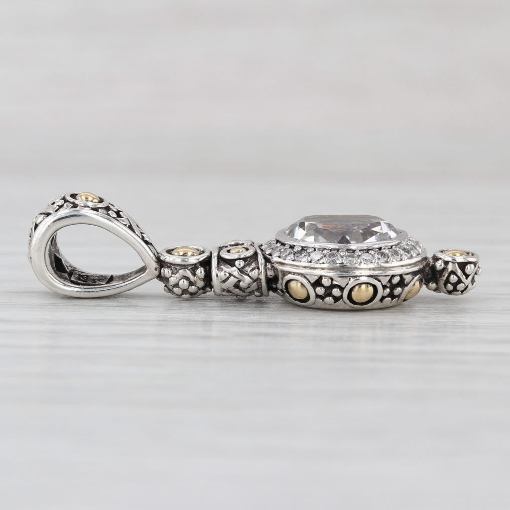 John Hardy 4.23ctw White Topaz Diamond Sterling Silver 18k Gold Drop