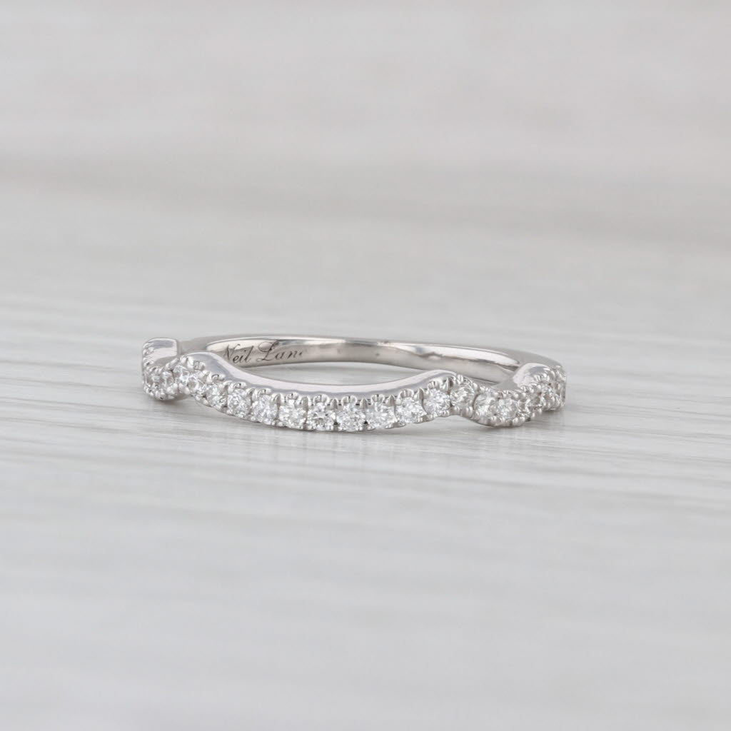 Neil Lane Contoured Diamond Ring 14k White Gold Wedding Band Size 7.75