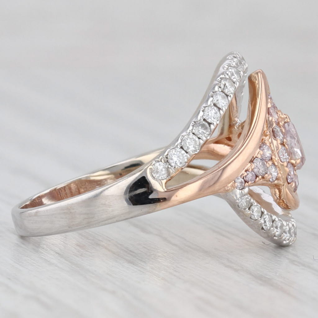Light Gray 0.87ctw Diamond Bypass Teardrop Ring 18k White Rose Gold Size 8