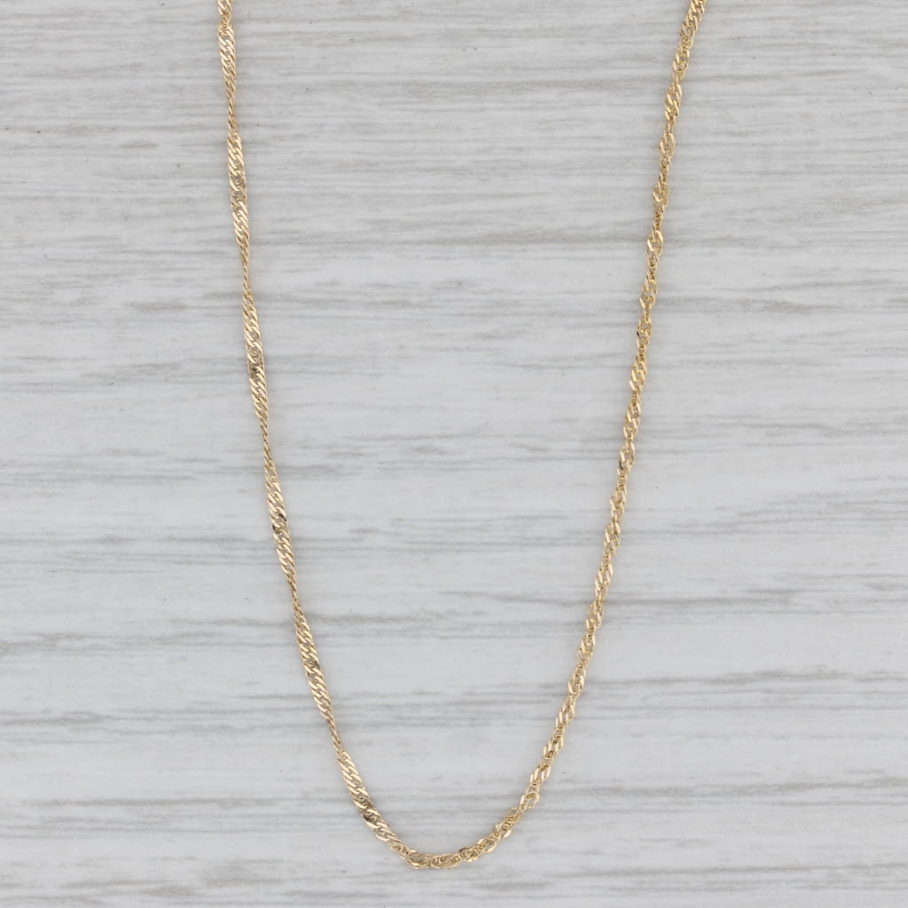 Gray 19" 1.2mm Singapore Chain Necklace 14k Yellow Gold