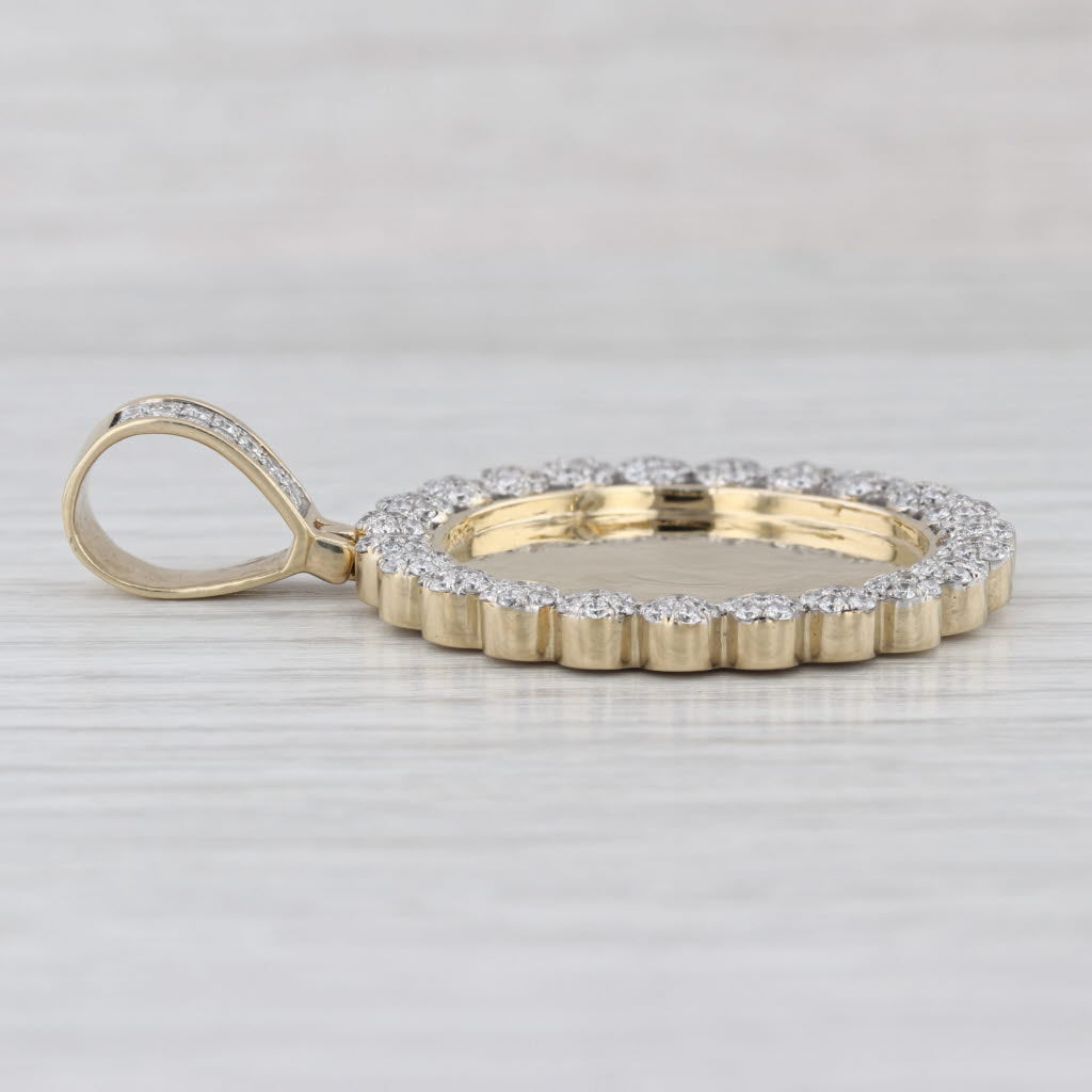 1.70ctw Diamond Halo Engravable Pendant 10k Yellow & White Gold
