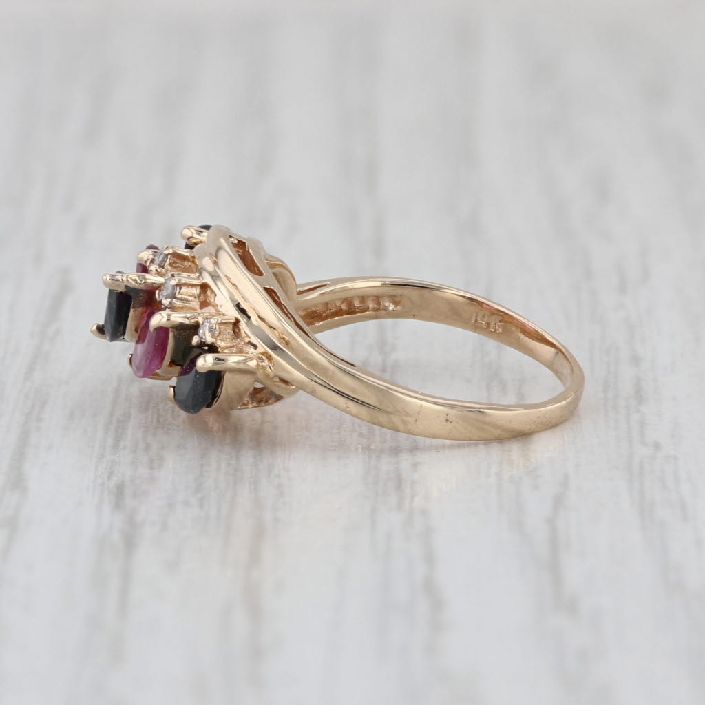 3.18ctw Blue Pink Sapphire Ring 14k Yellow Gold Size 5.75 Tiered 5-Stone