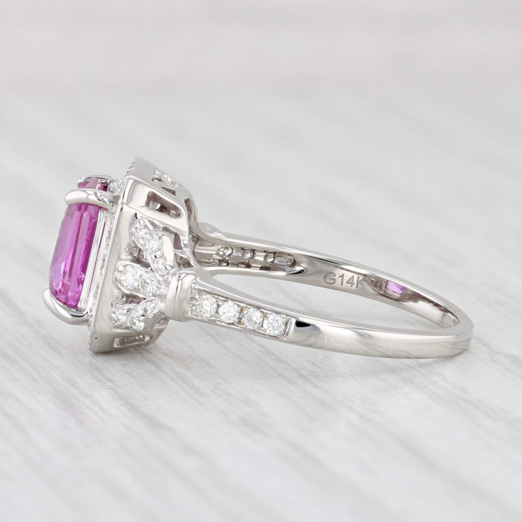 Light Gray New 2.26ctw Pink Sapphire Diamond Halo Ring 14k White Gold Size 7