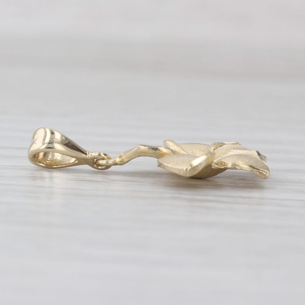 Plumeria Flower Pendant 14k Yellow Gold Small Floral Drop