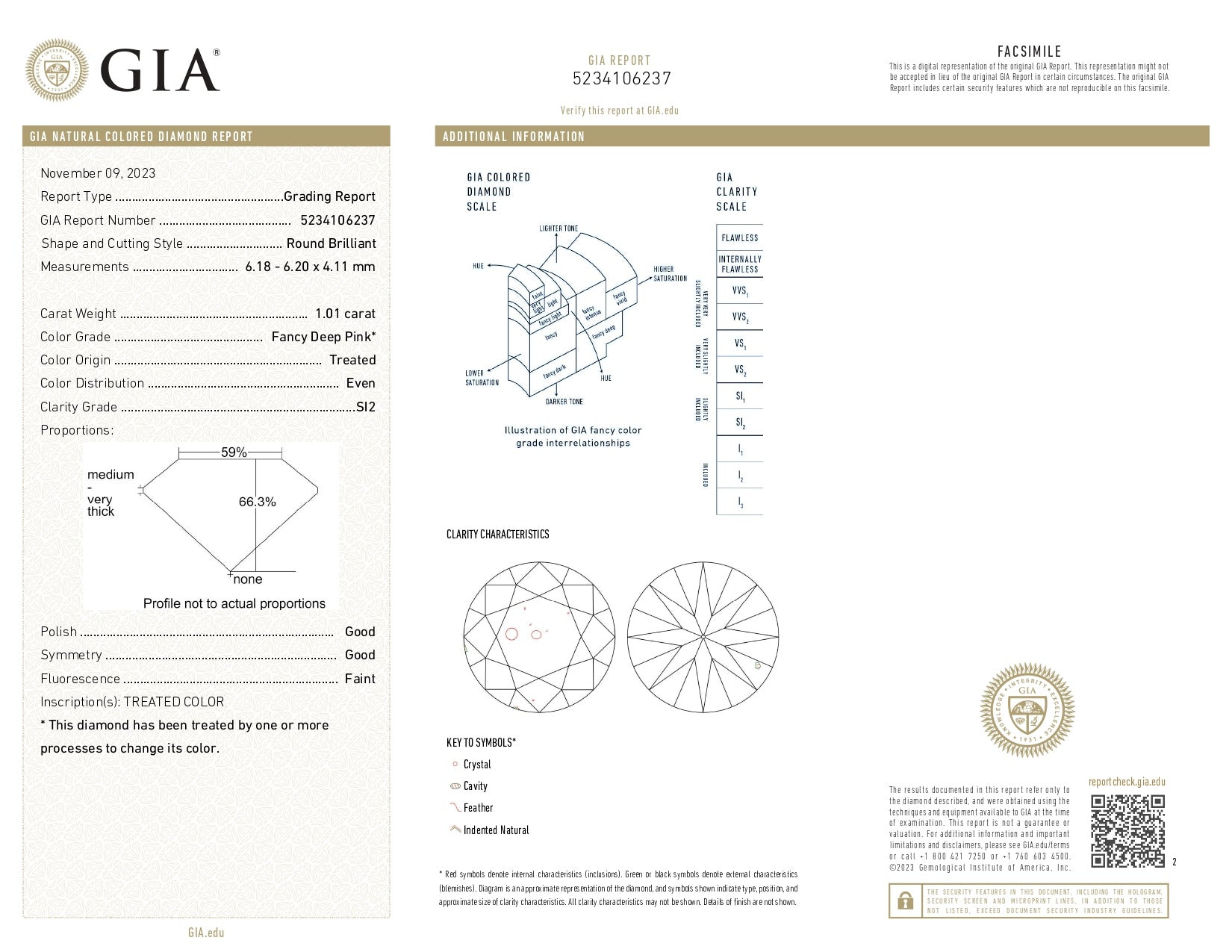 White Smoke New Tacori 1.26ctw Pink Diamond Halo Engagement Ring 18k White Gold Size 6.5 GIA