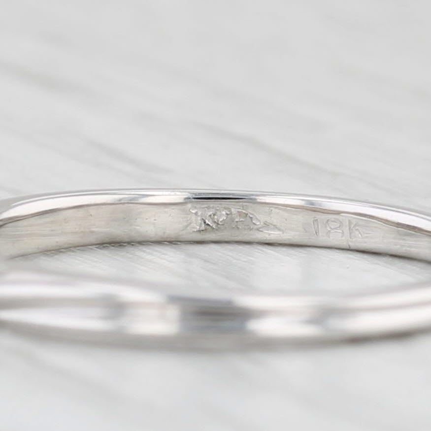 Light Gray Bypass Band 18k White Gold Size 5.75 Stackable Wedding Ring