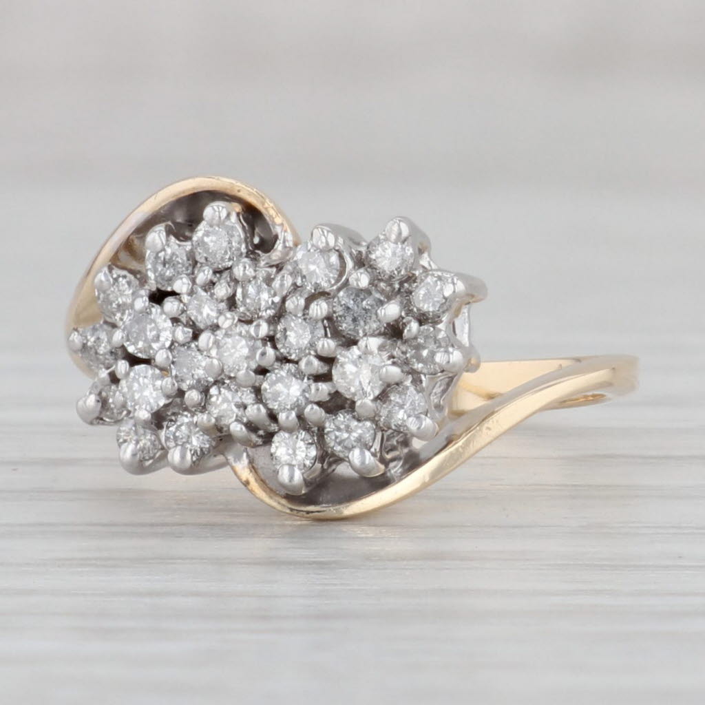 Gray 0.50ctw Diamond Cluster Bypass Ring 14k Yellow Gold Size 6