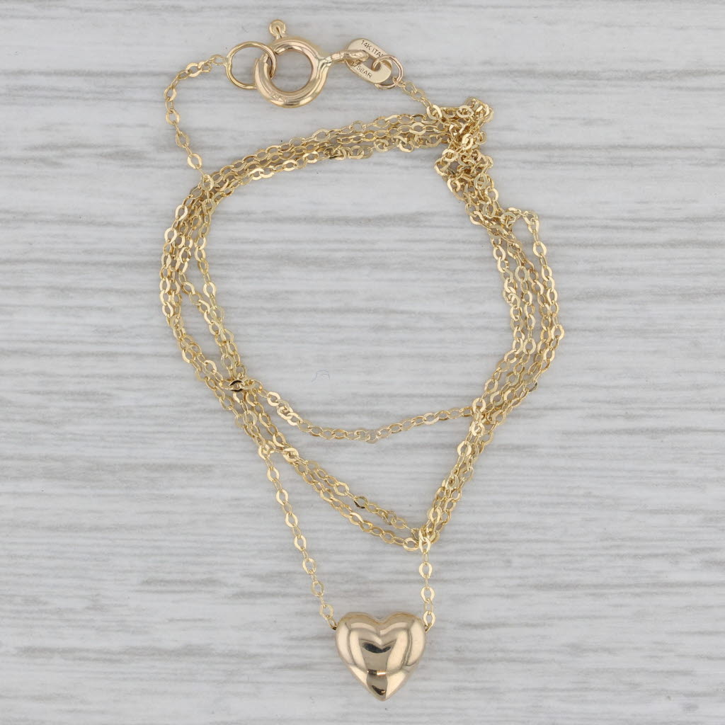 Gray Small Heart Pendant Necklace 14k Yellow Gold 18" Cable Chain