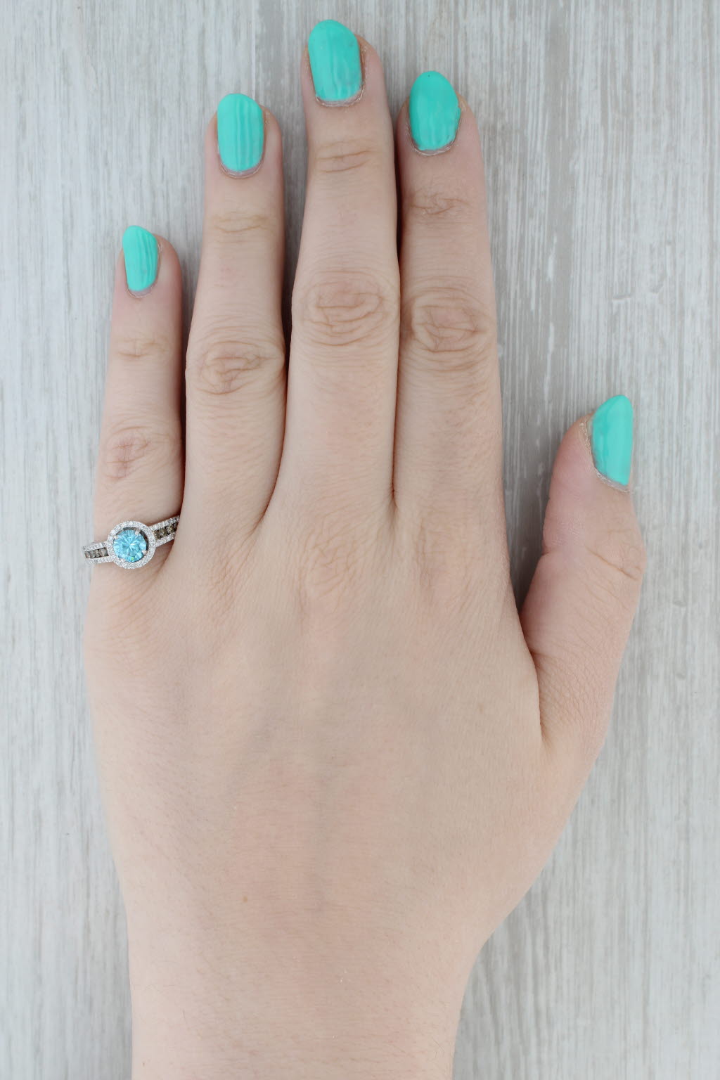 Gray Le Vian 1.38ctw Blue Zircon Diamond Halo Ring 14k White Gold Size 7 Engagement