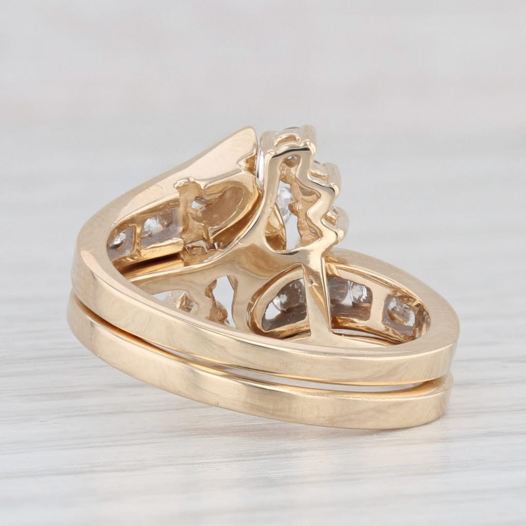 Light Gray 0.87ctw Marquise Diamond Engagement Ring Wedding Band Jacket Bridal Set 14k Gold