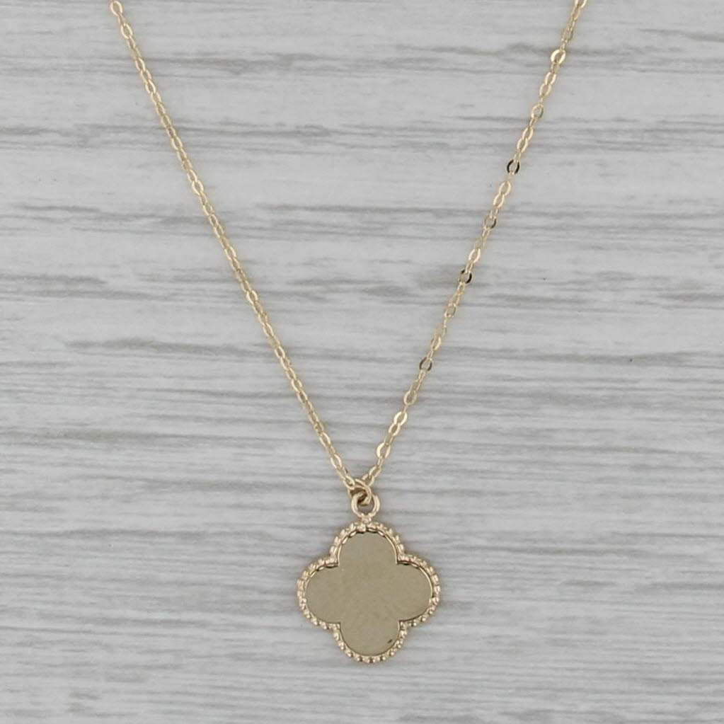 Sunburst Rayed Flower Clover Pendant Necklace 10k Yellow Gold 16-18" Cable Chain