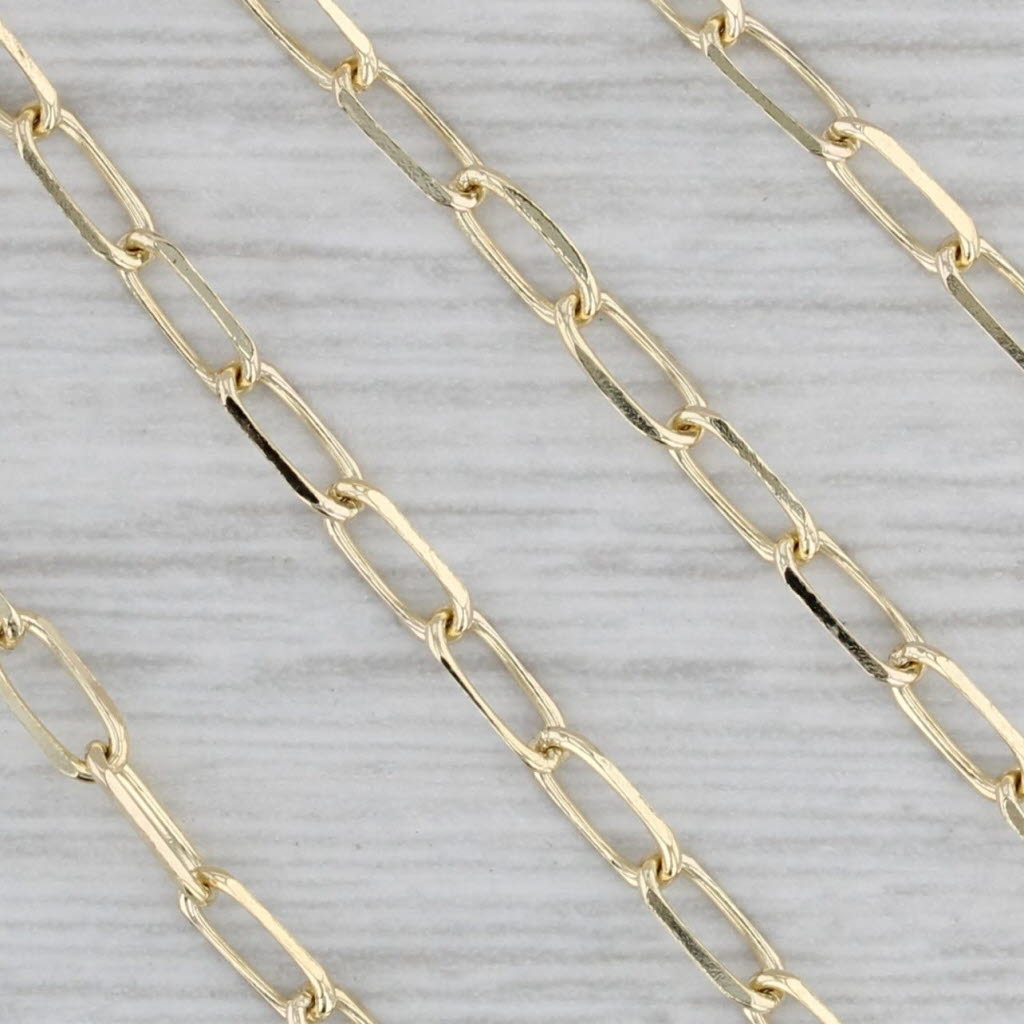 Gray Elongated Cable Chain Necklace 14k Yellow Gold Italy 16" 2.2mm