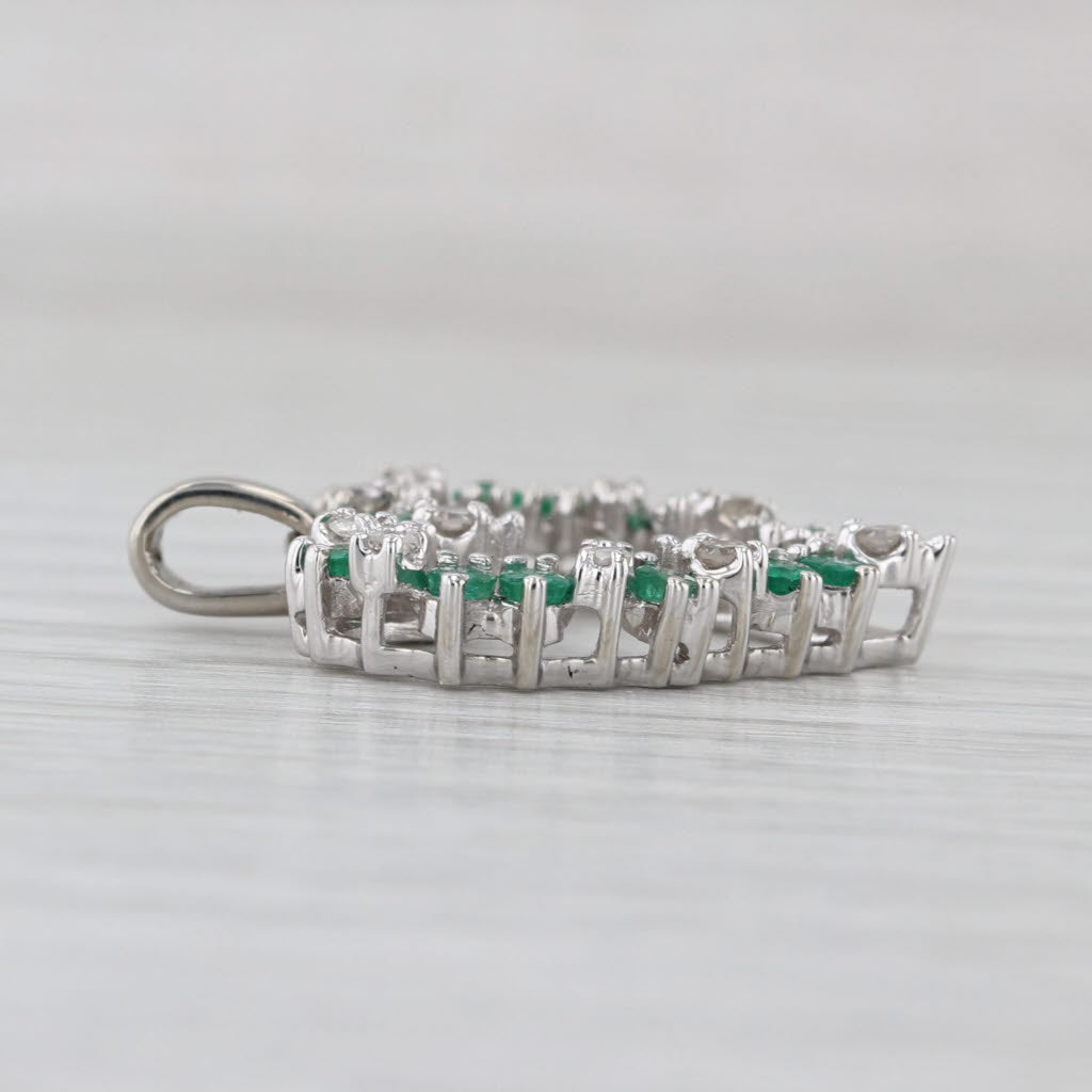 0.76ctw Emerald Diamond Open Heart Pendant 14k White Gold