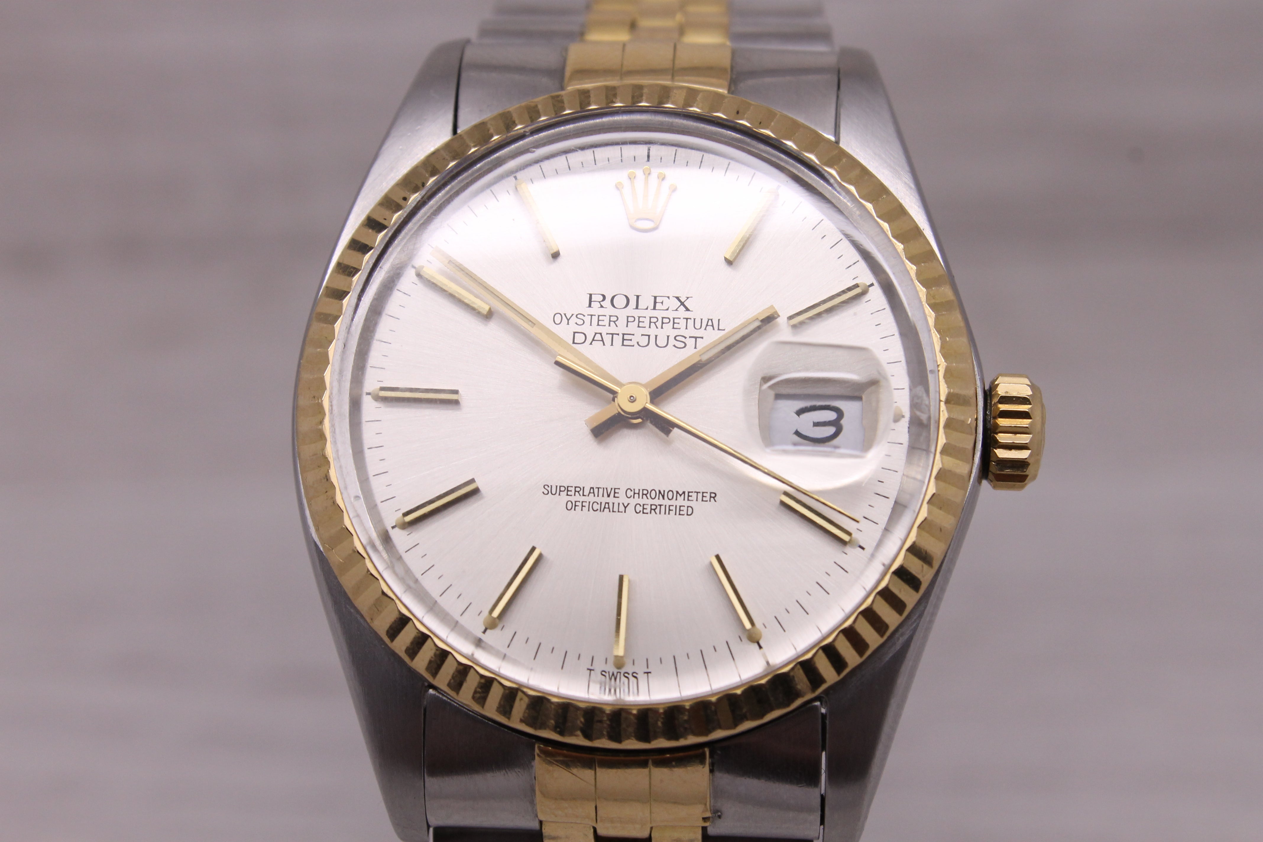 Rosy Brown Vintage 1984 Rolex Datejust 16013 Men’s Steel & 18k Automatic Watch Box/Papers