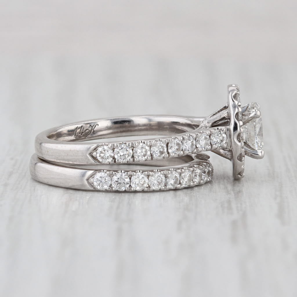 Neil Lane Diamond Halo Engagement Ring Wedding Band Bridal Set 14k White Gold