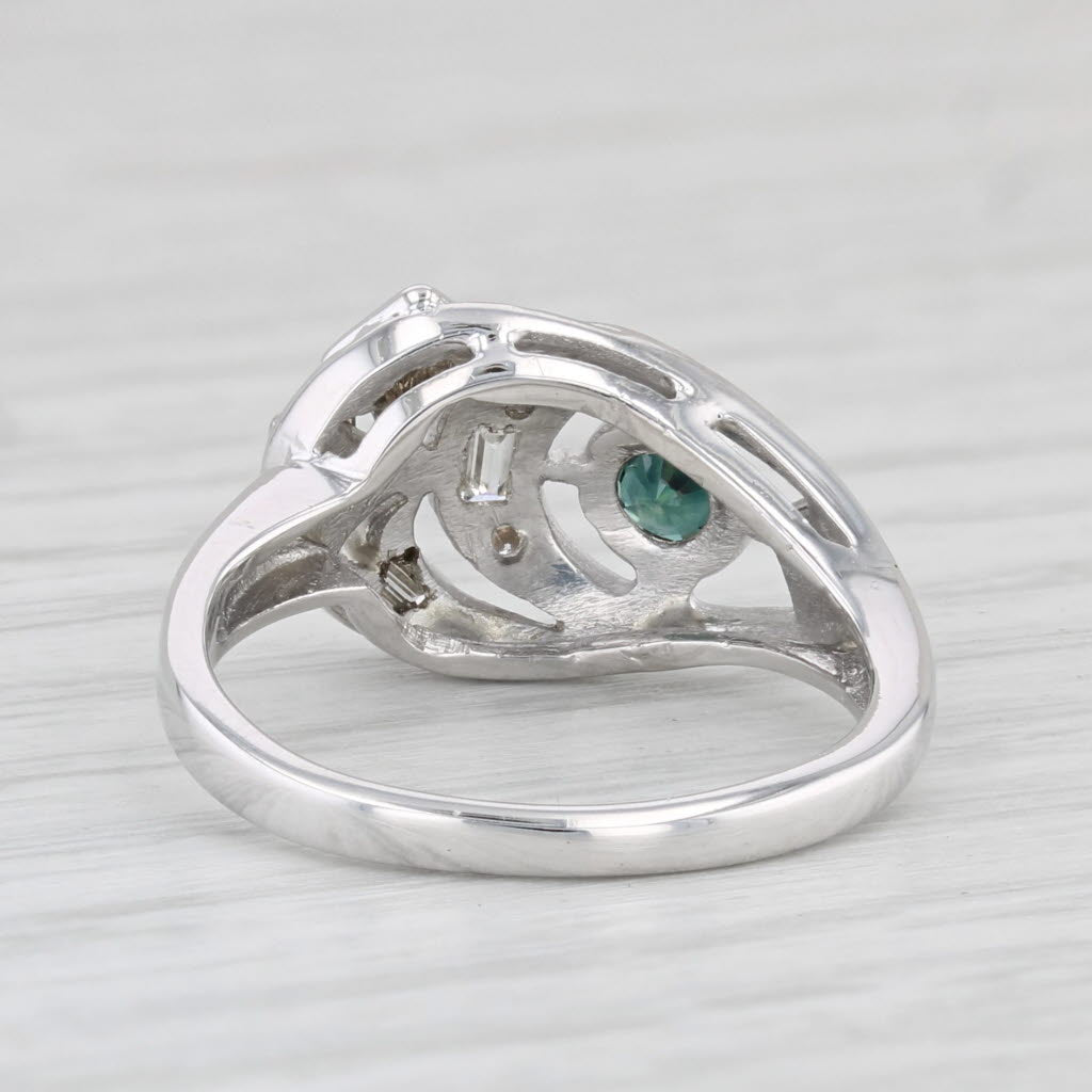Light Gray Vintage 0.44ctw Blue Sapphire Diamond Ring 14k White Gold Size 5