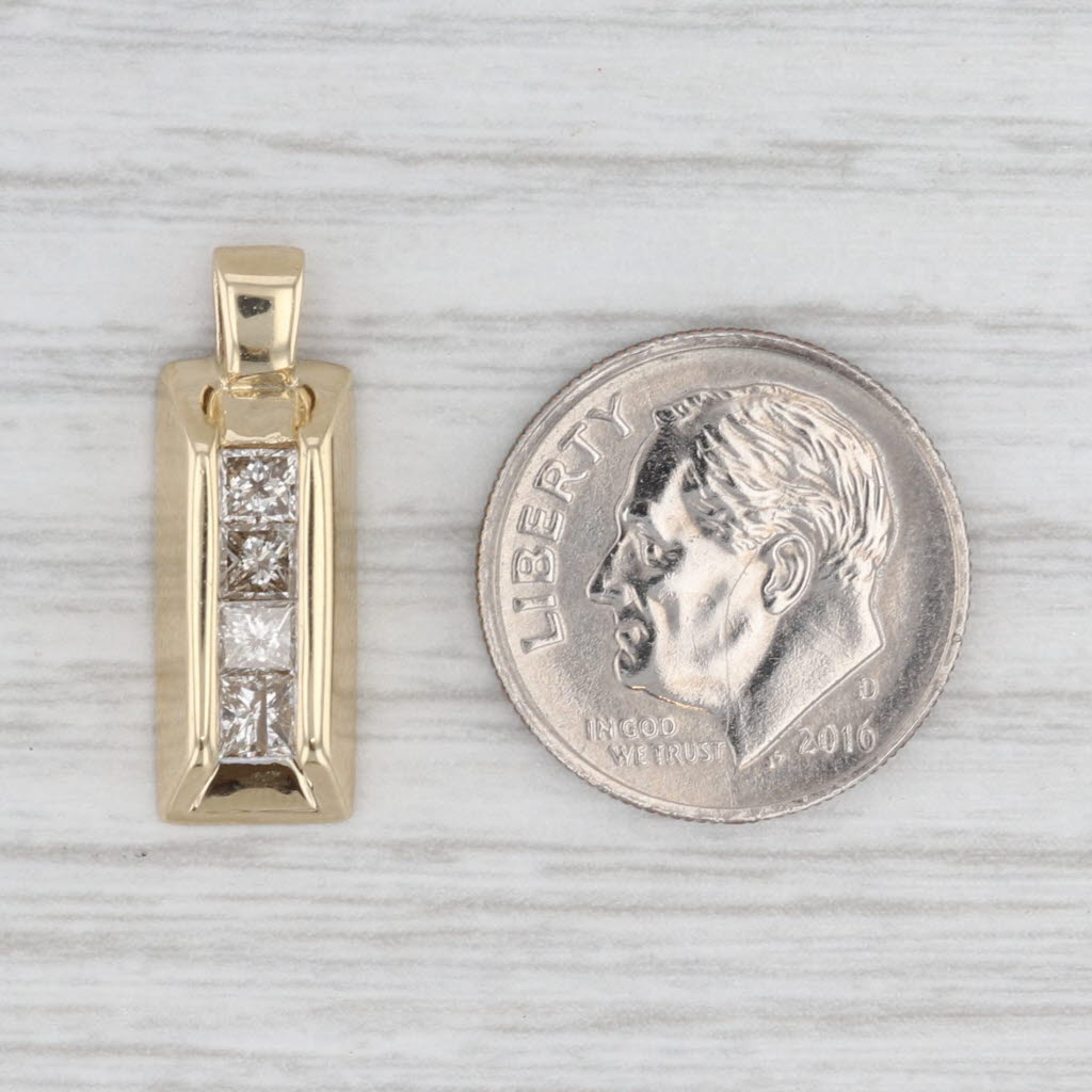 0.62ctw Diamond Journey Pendant 14k Yellow Gold Small Drop