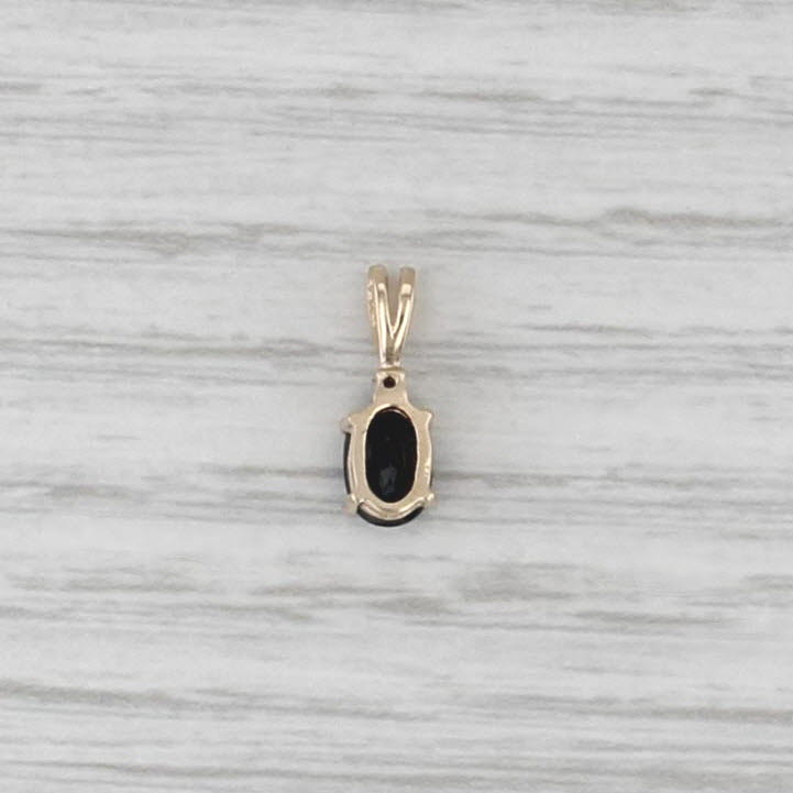 0.32ct Blue Sapphire Diamond Pendant 14k Yellow Gold Small Drop