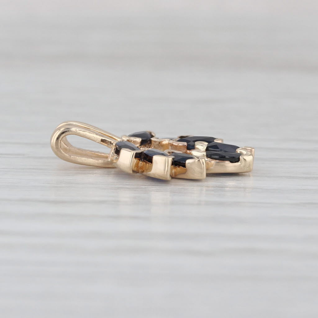1.20ctw Blue Sapphire Open Enhancer Pendant 14k Yellow Gold