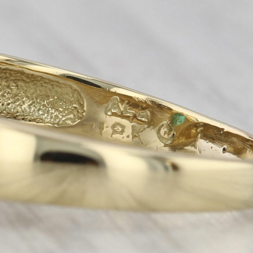Gray Emerald Diamond Bypass Ring 18k Yellow Gold Size 8.75-9