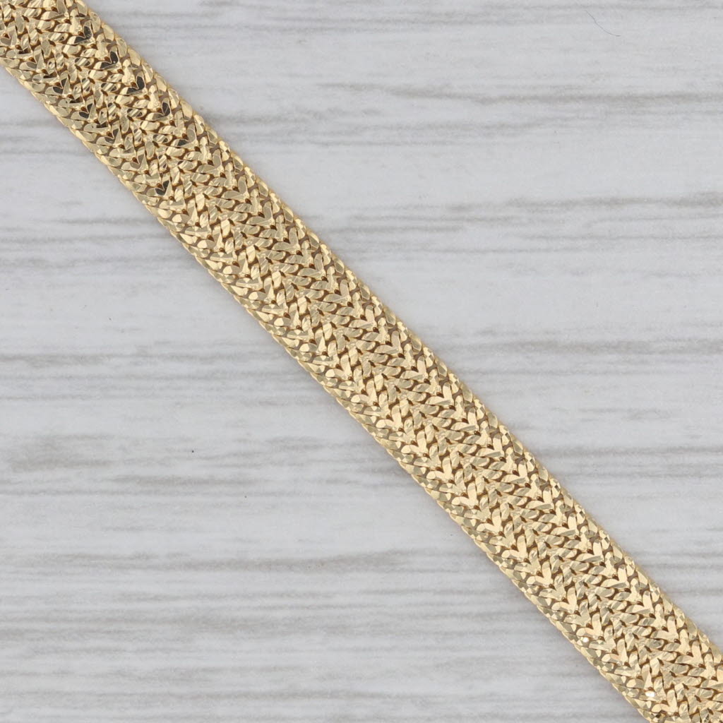 Gray Mesh Chain Bracelet 14k Yellow Gold 7" 5.6mm