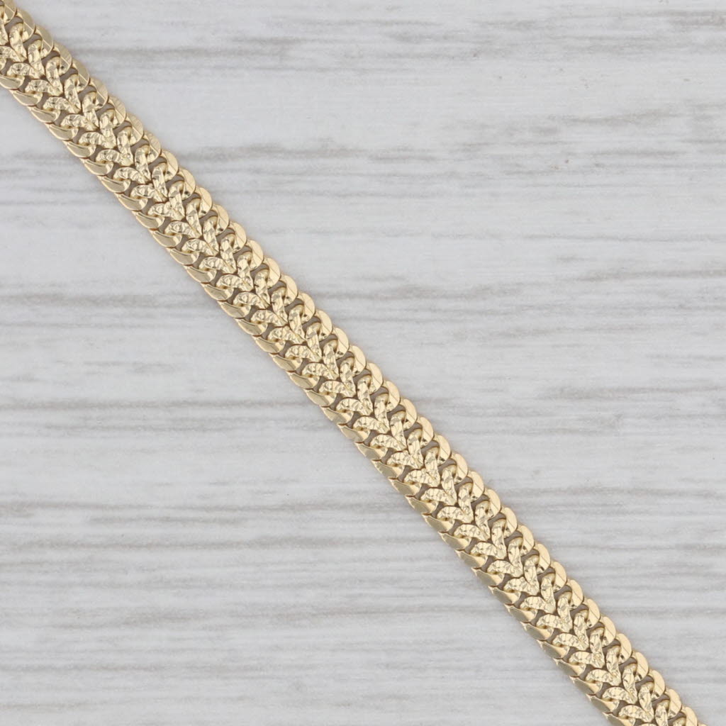 Light Gray Mesh Herringbone Chain Bracelet 18k Yellow Gold 7.25" 3.8mm Italy