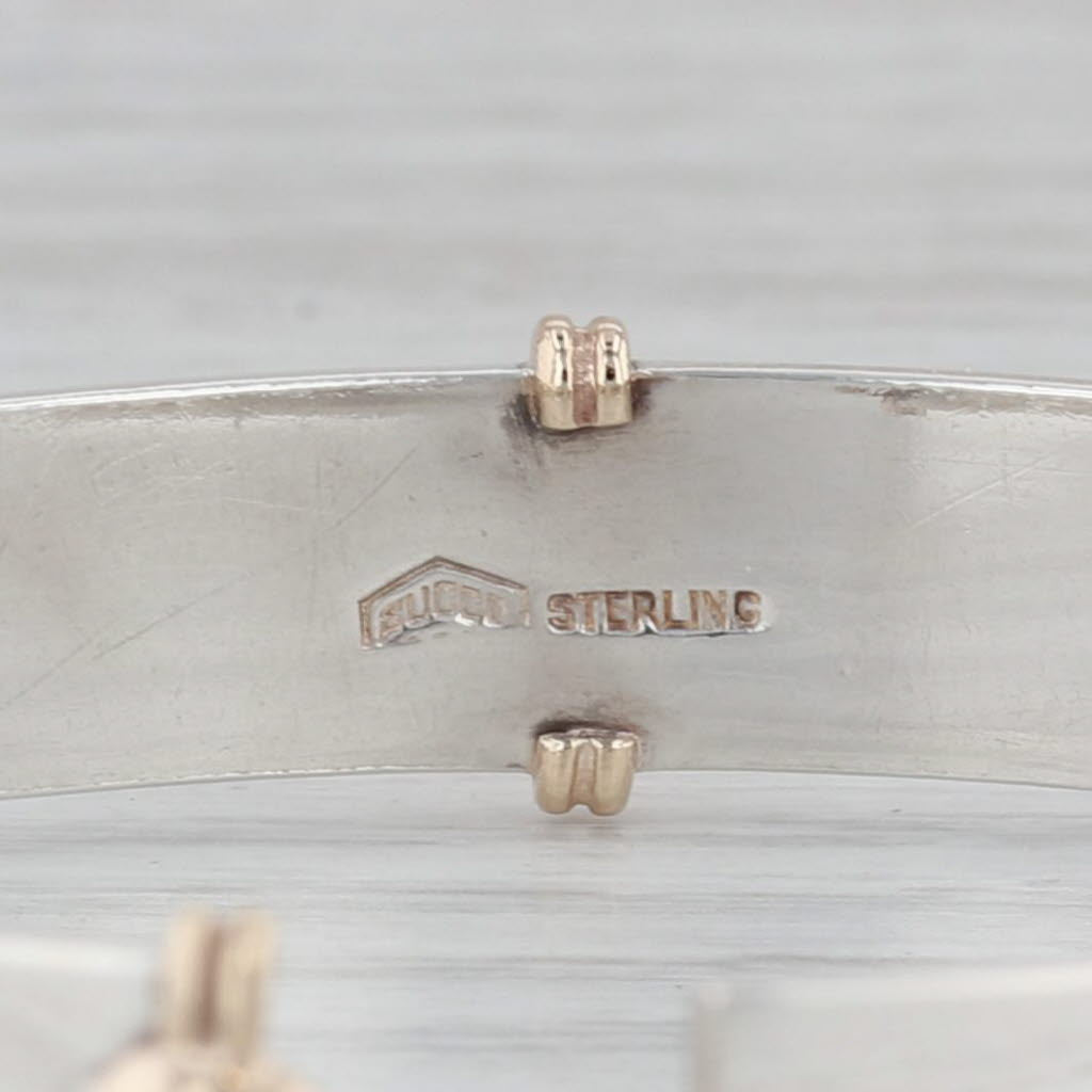 Gray Vintage Succo Dots Screws Bangle Bracelet Sterling Silver 14k Gold 6.75"