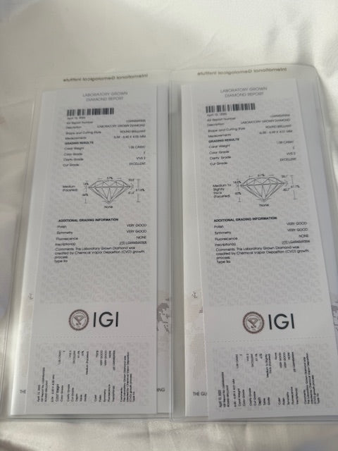 2.15ctw Lab Grown Round Diamond Stud Earrings 14k Yellow Gold Studs IGI E VVS2