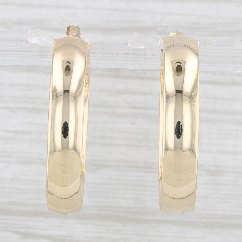 Light Gray New Hoop Earrings 14k Yellow Gold Round Hoops Pierced Snap Top 5.7x 30mm