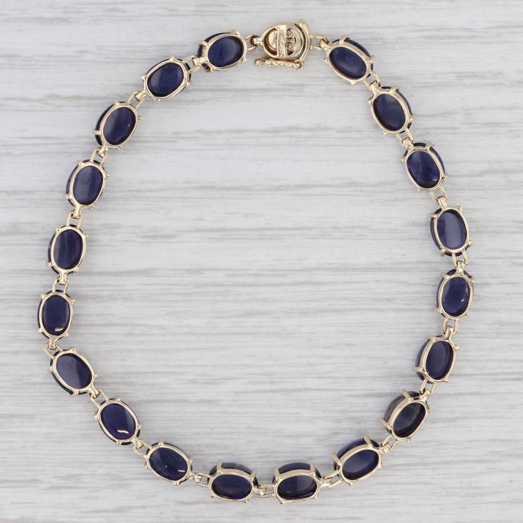 Blue Iolite Tennis Bracelet 10k Yellow Gold 7" 5mm