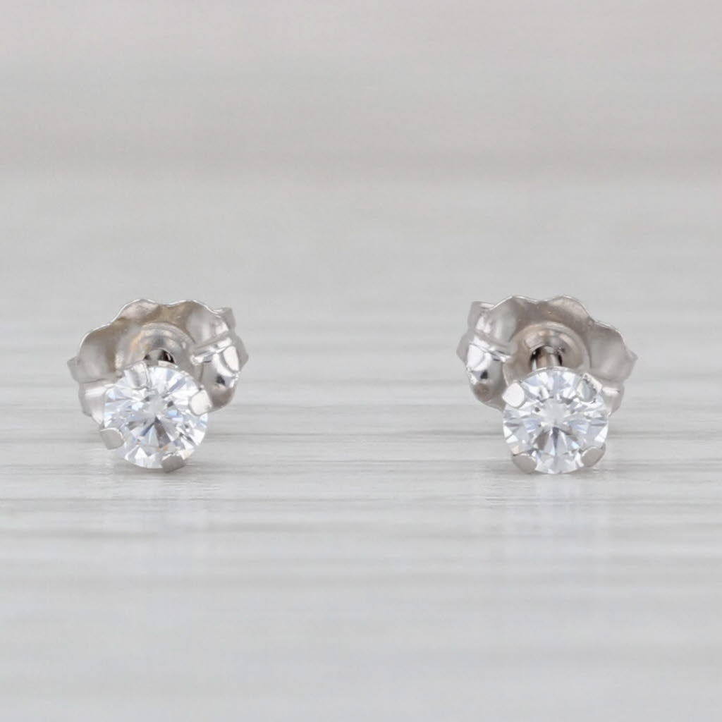 0.20ctw Cubic Zirconia Stud Earrings 14k White Gold Round Solitaire Studs