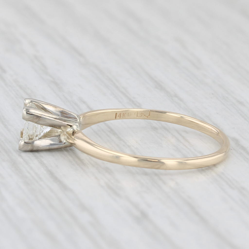 Light Gray 0.49ct Princess Cut Solitaire Engagement Ring 14k Yellow Gold Size 6