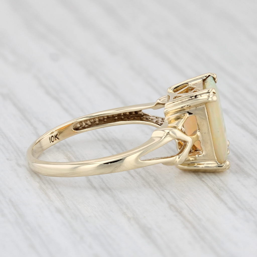 Light Gray 2.15ct Emerald Cut Opal Solitaire Ring 10k Yellow Gold Size 7