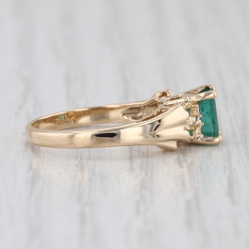 0.51ctw Emerald Cut Emerald Diamond Ring 14k Yellow Gold Size 5.5