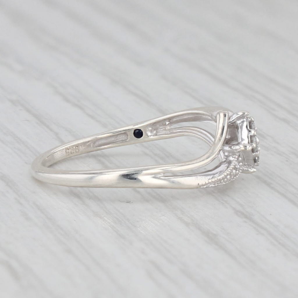 Light Gray Diamond Cluster Bypass Ring Sterling Silver Size 6