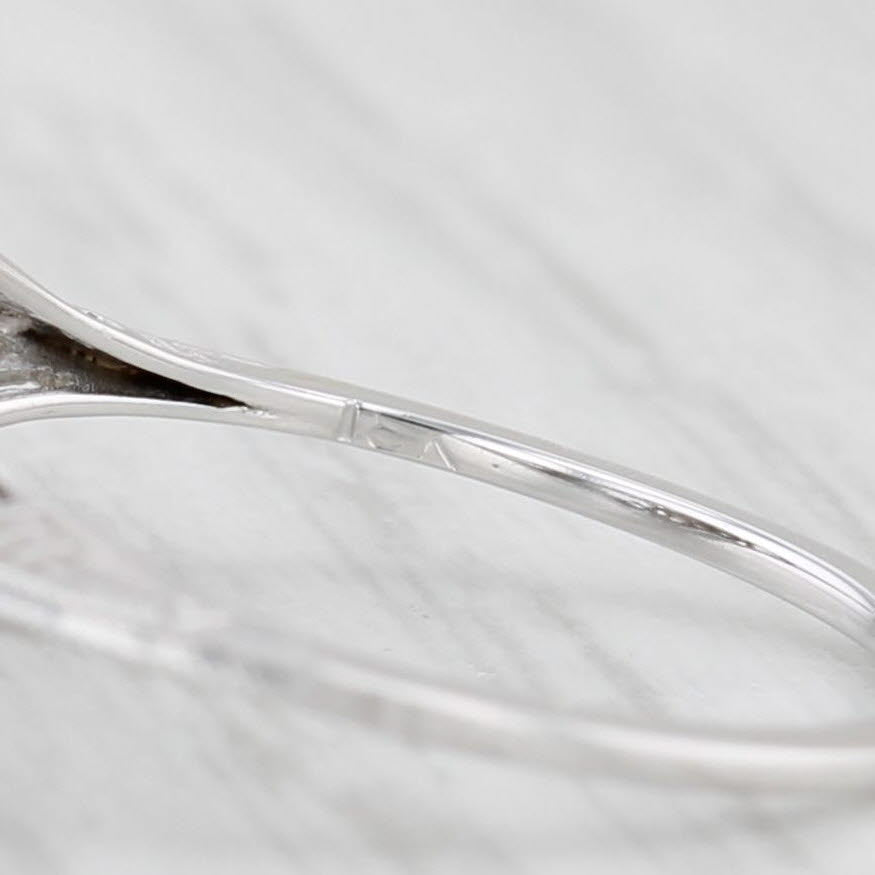 Light Gray Art Deco 0.25ctw Diamond Solitaire Ring 18k White Gold Filigree Sz 6 Engagement